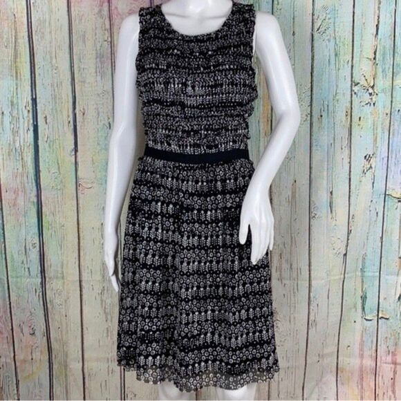 Anthropologie Postmark Black White Floral Dress Small - Picture 6 of 11
